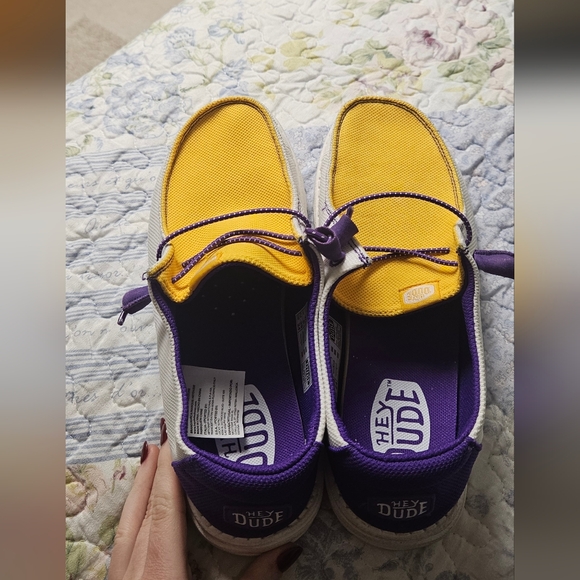 Hey Dude LSU Athletic Shoes - White, Purple, Yellow - Picture 5 of 6